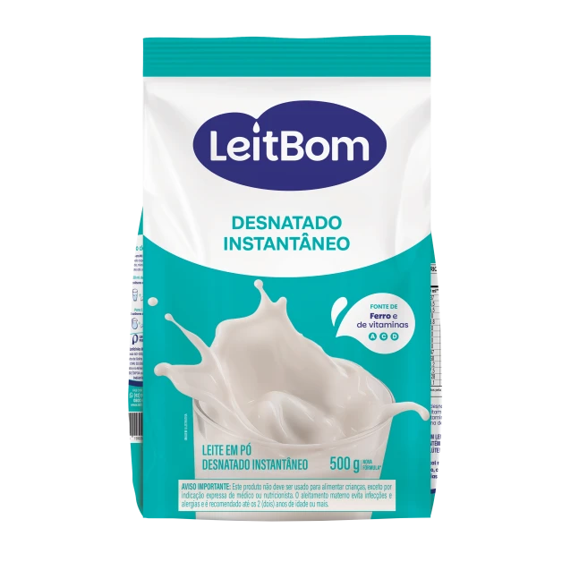 Leite em Pó Instantâneo Desnatado 500g LeitBom